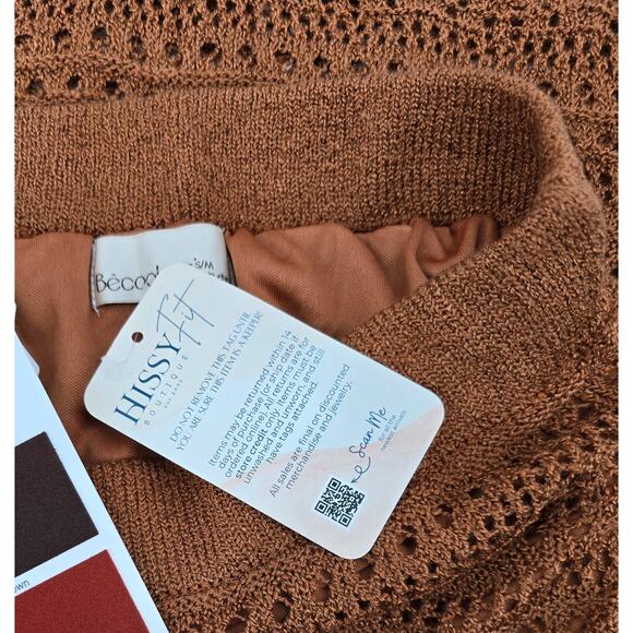 BeCool Aria Crochet Midi Skirt – Rust Brown - Picture 5 of 6